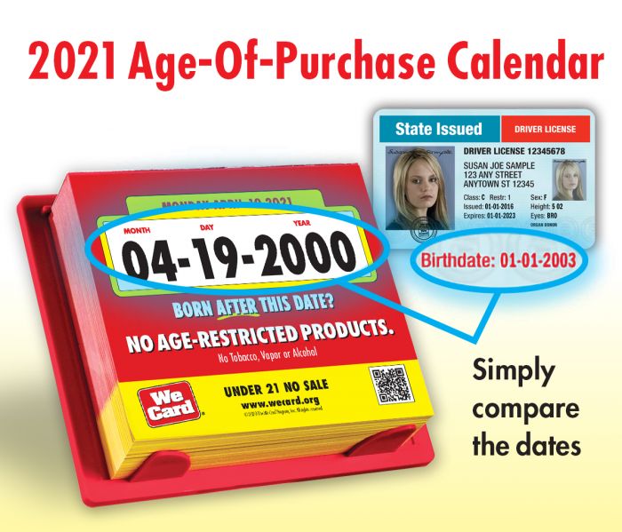 2021 Age Of Purchase Calendar All Restricted Products 21 Year